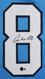 UNC Omarion Hampton Signed Carolina Blue Pro Style Framed Jersey BAS Witnessed