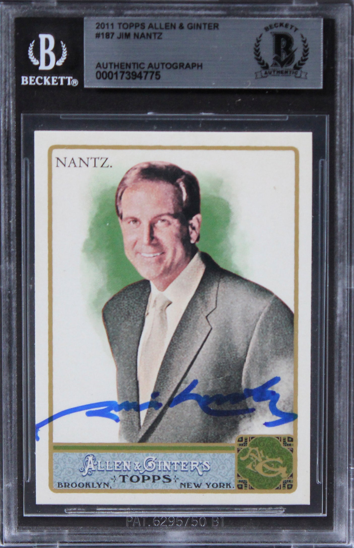 Jim Nantz Authentic Signed 2011 Topps Allen & Ginter #187 Card BAS Slabbed