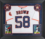 Astros Hunter Brown Authentic Signed White Nike Framed Jersey BAS #BU16688