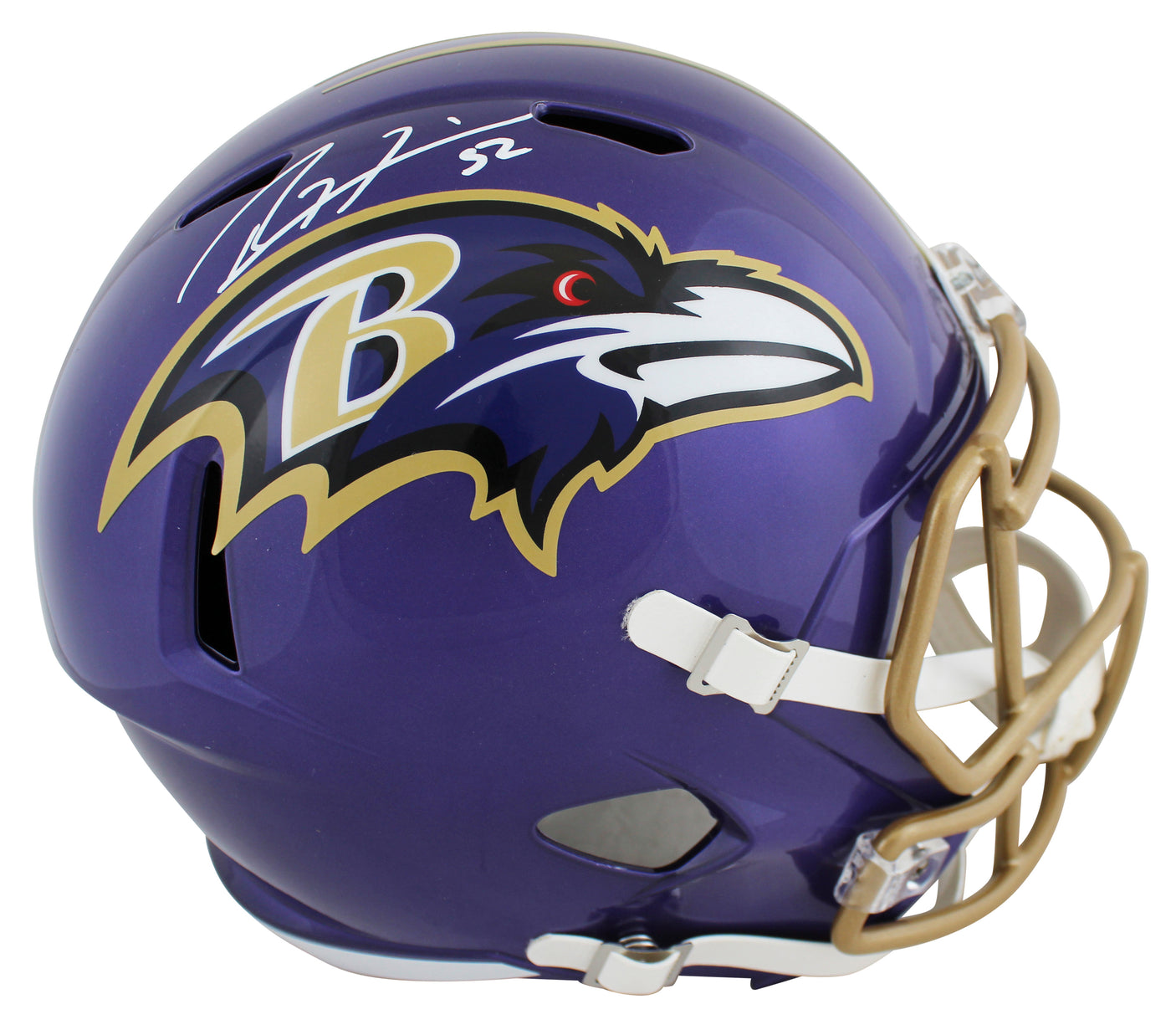 Ravens Ray Lewis Signed Flash Full Size Speed Rep Helmet W/ Case BAS Witnessed