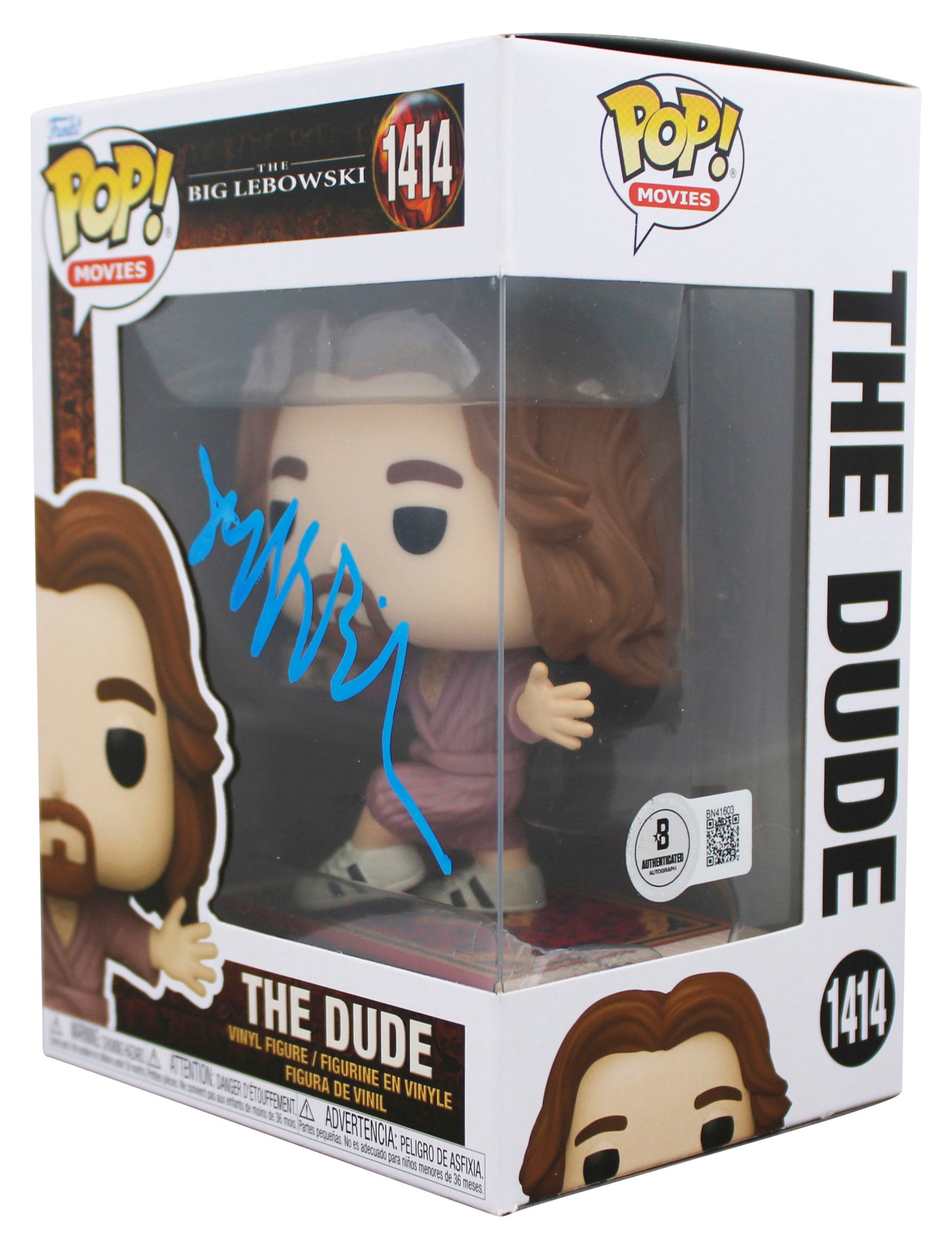 Jeff Bridges Authentic Signed The Dude #1414 Funko Pop Vinyl Figure BAS #BN41603
