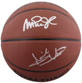 Magic Johnson & Isiah Thomas Signed Spalding Basketball BAS Witnessed #2W688450