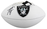 Raiders Ashton Jeanty Signed Franklin White Panel Logo Football BAS Witnessed