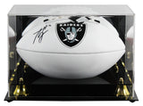 Raiders Ashton Jeanty Signed Franklin White Panel Logo Football W/ Case BAS Wit