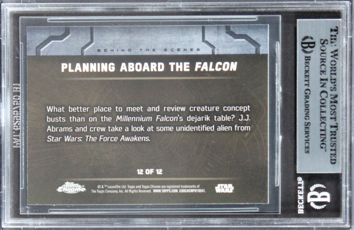 J.J. Abrams Signed 2016 Topps Chrome SW The Force Awakens BTS #12 Card BAS Slab