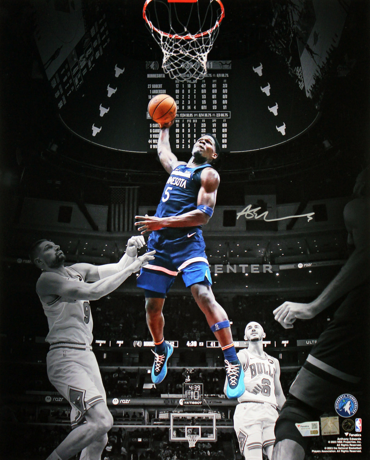 Timberwolves Anthony Edwards Signed 16x20 Vertical Dunking Photo Fan #NB38156789