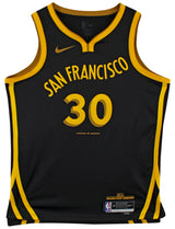 Warriors Stephen Curry "Night Night" Signed Black Nike 2023 City Ed. Jersey JSA