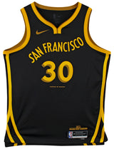 Warriors Stephen Curry "Night Night" Signed Black Nike 2023 City Ed. Jersey JSA