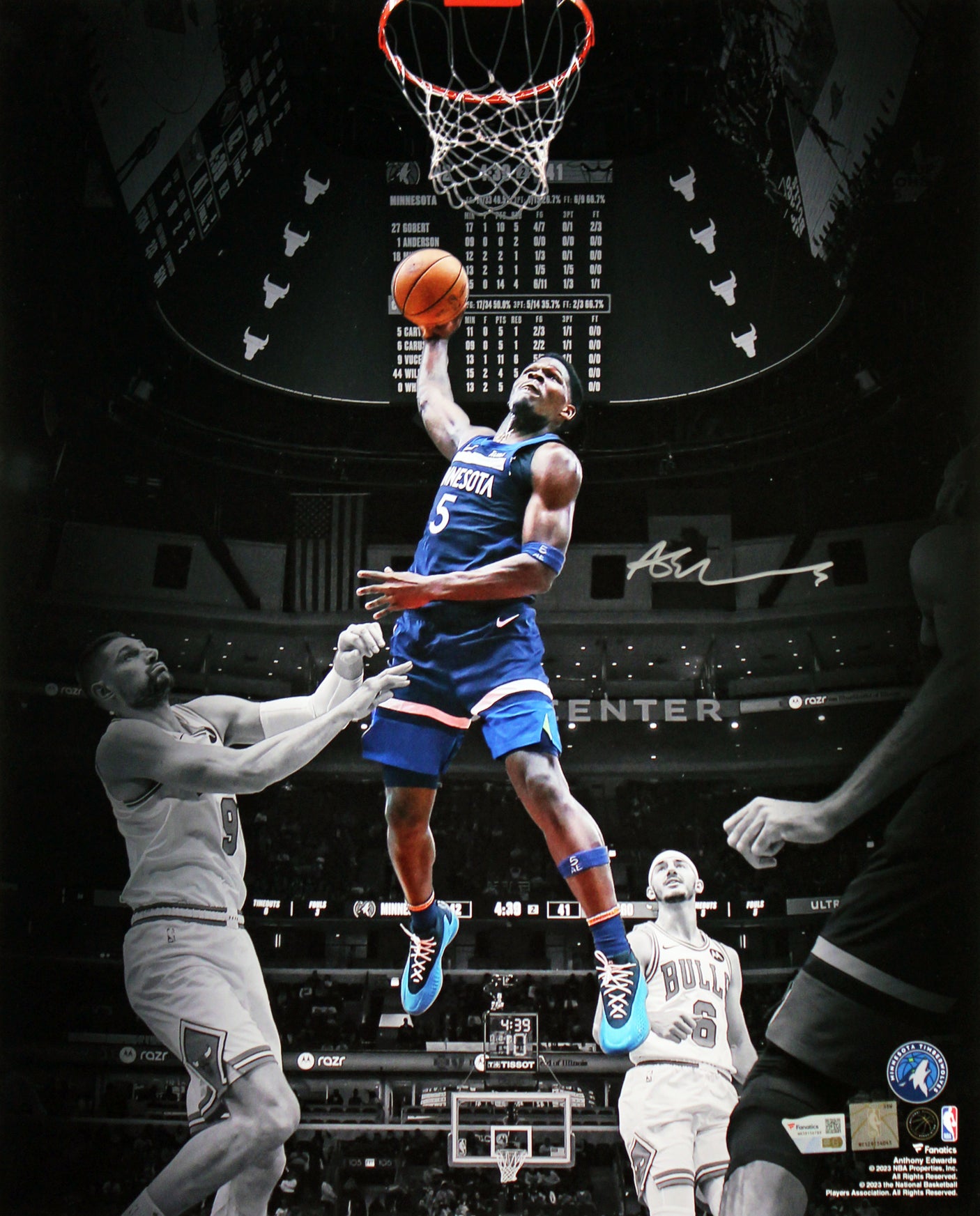 Timberwolves Anthony Edwards Signed 16x20 Vertical Dunking Photo Fan #NB38156789