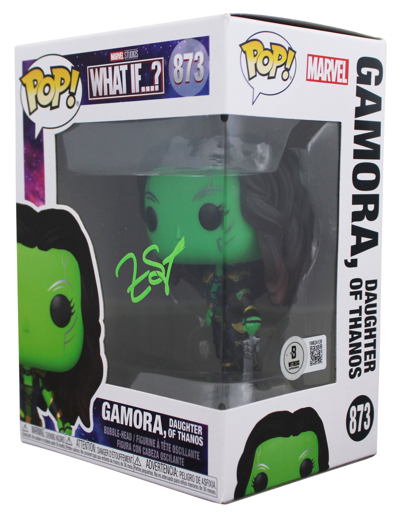 Zoe Saldana GOTG Signed Gamora #873 Funko Pop Vinyl Figure BAS Wit #1W624139