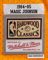 Lakers Magic Johnson "5x NBA Champ" Signed Yellow M&N HWC Swingman Jersey BAS W