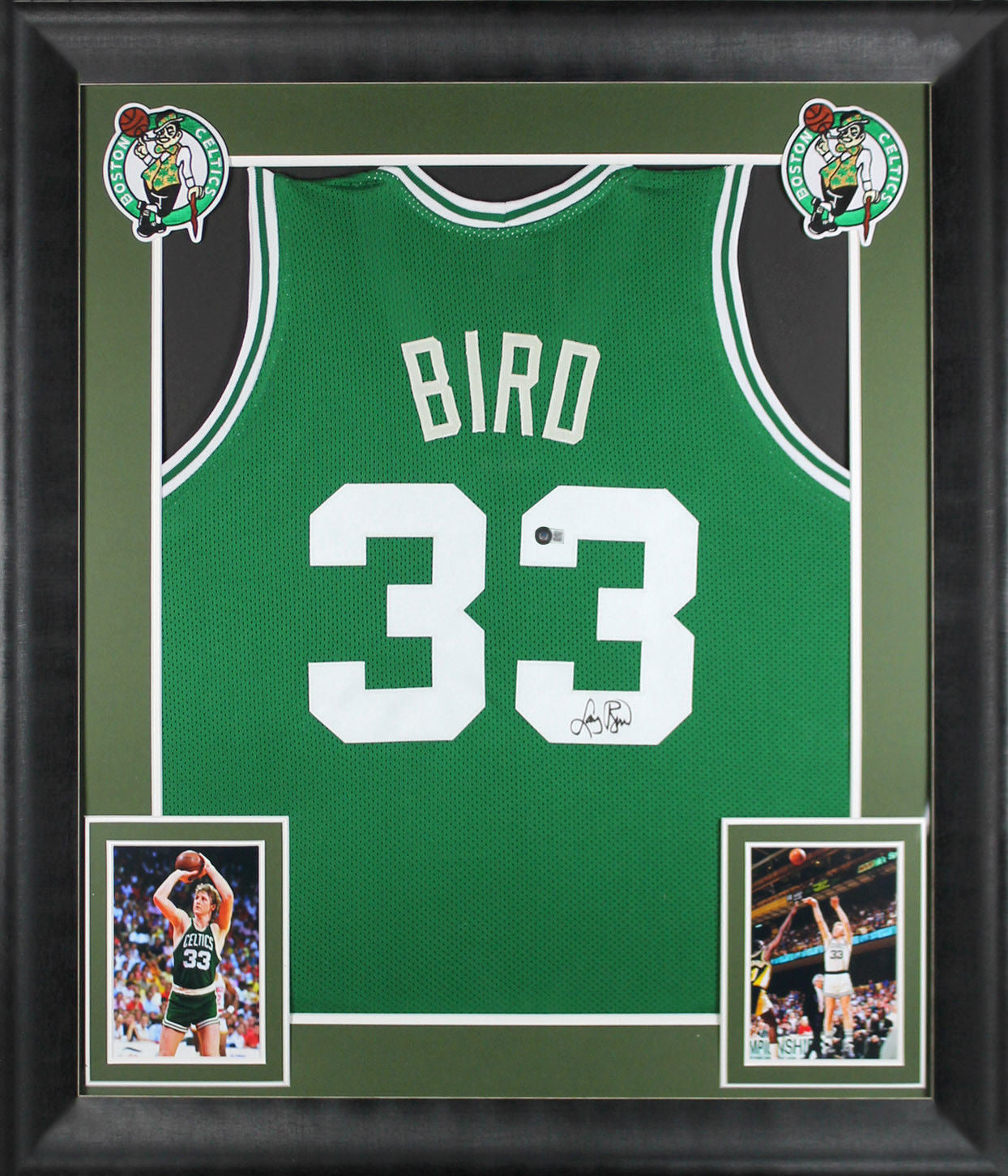 Larry Bird Authentic Signed Green Pro Style Framed Jersey Autographed BAS
