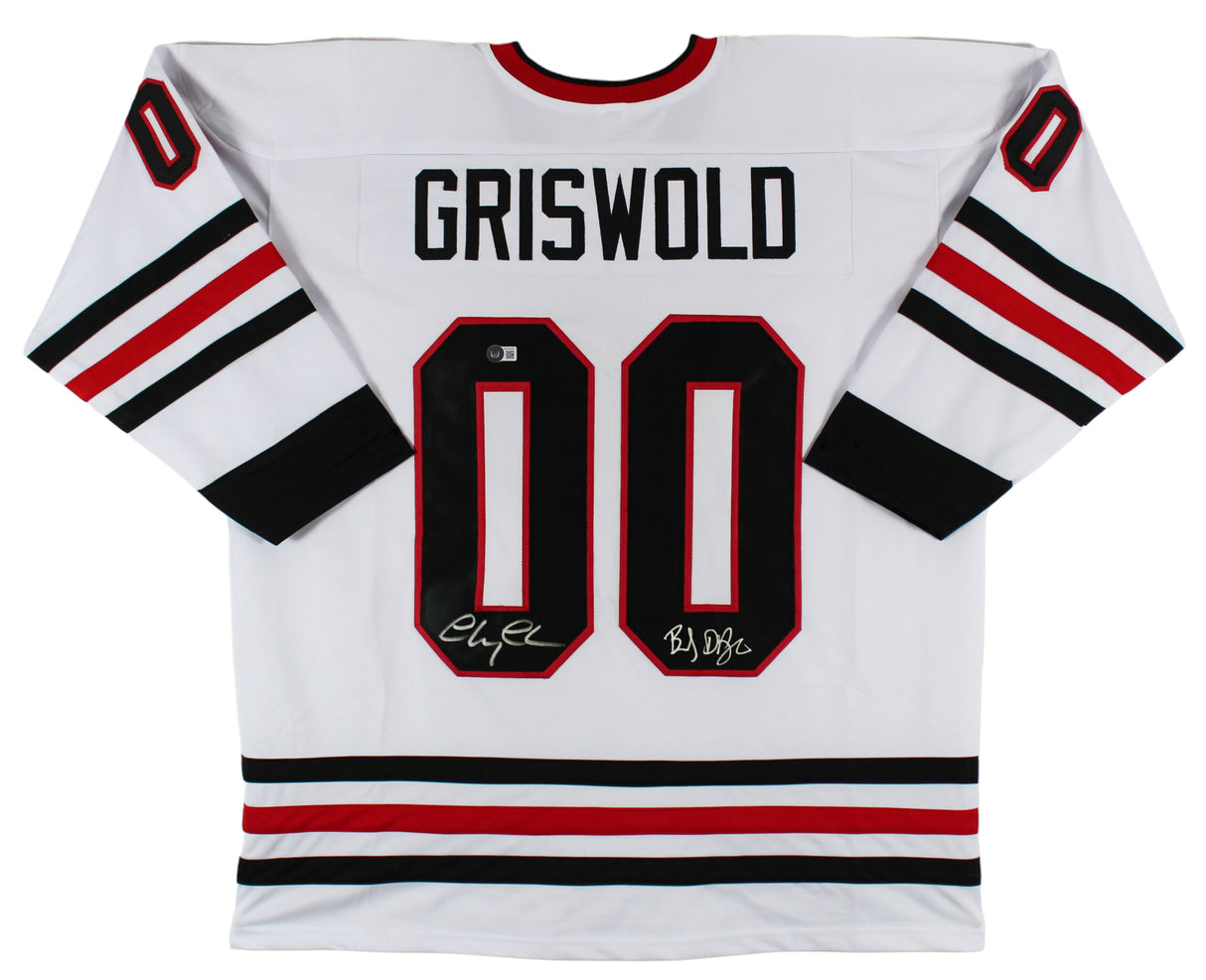Christmas Vacation (2) Chase & D'Angelo Signed White Pro Style Jersey BAS Wit
