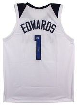Anthony Edwards Authentic Signed White Pro Style Jersey Autographed BAS