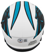 Panthers Ja'Tavion Sanders Signed Lunar Speed Mini Helmet W/ Case BAS Witnessed