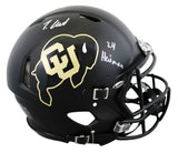 Colorado Travis Hunter "24 HT" Signed Black F/S Speed Proline Helmet W/ Case BAS