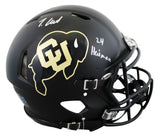 Colorado Travis Hunter "24 HT" Signed Black F/S Speed Proline Helmet W/ Case BAS