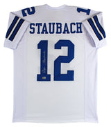 Roger Staubach Authentic Signed White Pro Style Jersey Autographed BAS Witnessed
