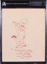 Walter Lantz Authentic Signed 8x10 Woody Woodpecker Sketch BAS Slabbed