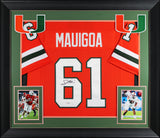 Miami Francis Mauigoa Authentic Signed Orange Pro Style Framed Jersey JSA