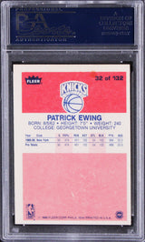 Knicks Patrick Ewing Signed 1986 Fleer RC #32 Card Auto Grade Mint 9! PSA Slab 1