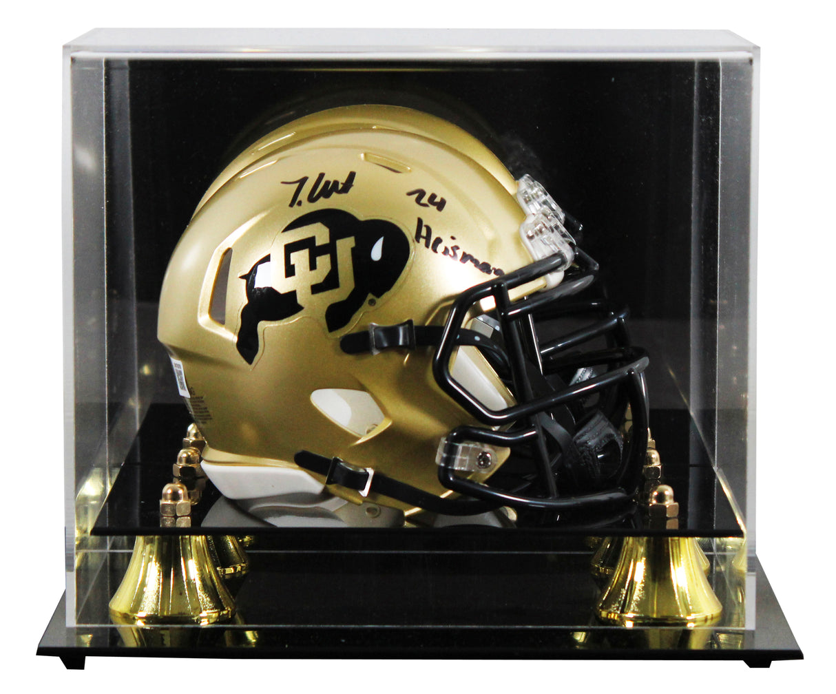 Colorado Travis Hunter "24 Heisman" Signed Speed Mini Helmet W/ Case BAS Witness