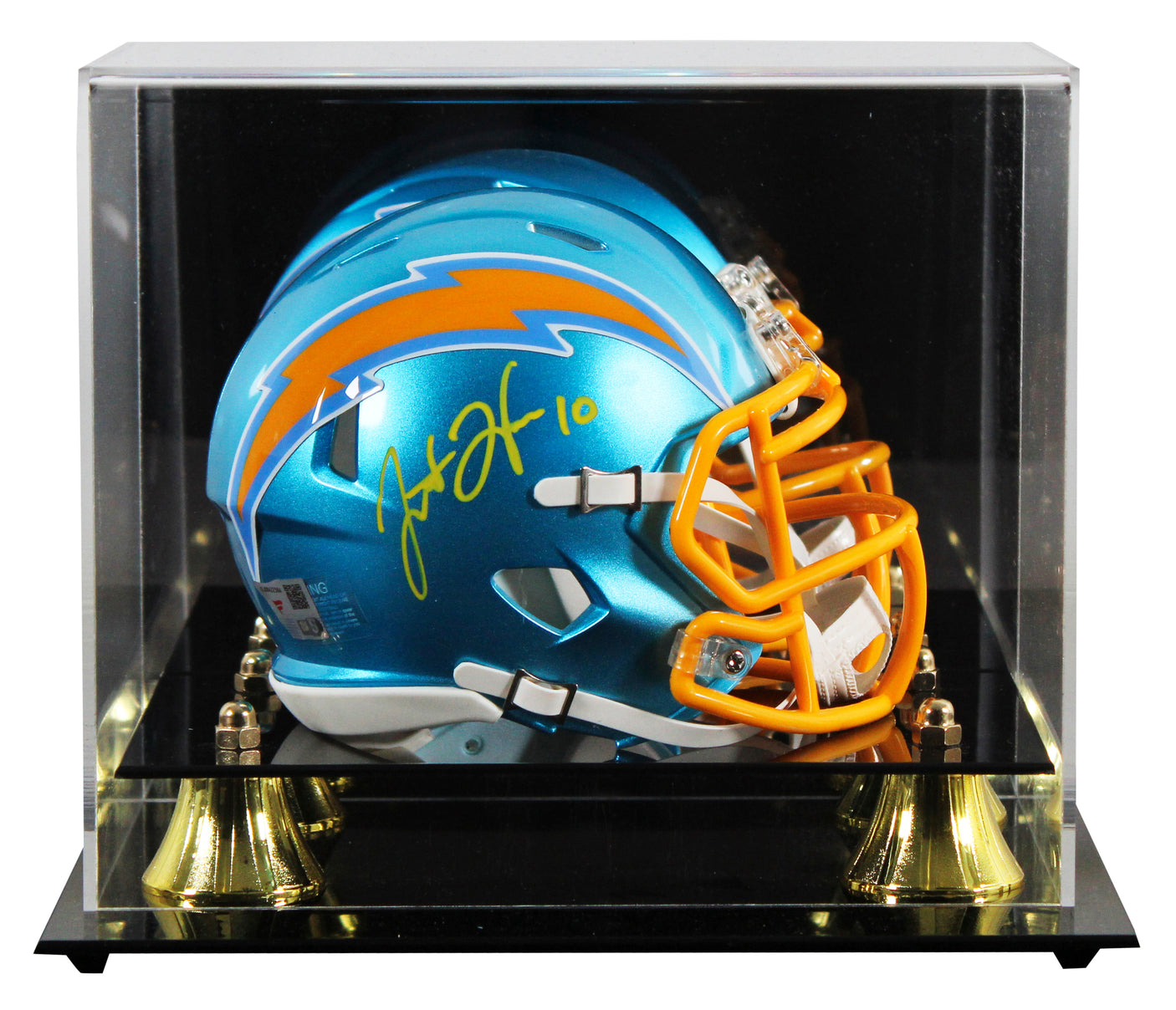 Chargers Justin Herbert Signed Flash Speed Mini Helmet W/ Case Fanatics