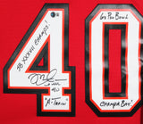 Buccaneers Mike Alstott "4x Insc" Signed Red M&N TB Framed Jersey BAS Witness