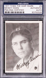 Dodgers Mickey Owen Authentic Signed 1977 TCMA The War Years #3 Card PSA Slab