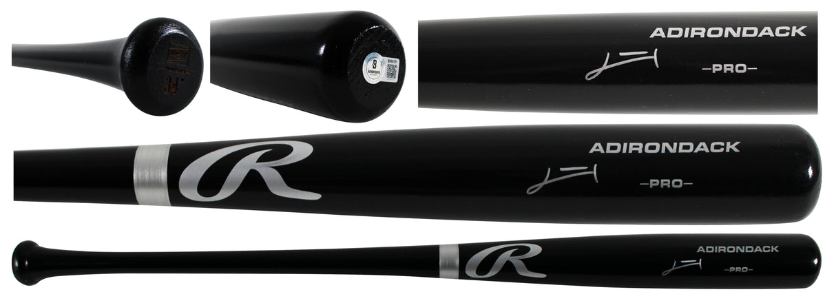 Rays Junior Caminero Authentic Signed Black Rawlings Adirondack Baseball Bat BAS