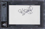 Steven Seagal Under Siege Authentic Signed 3x5 Index Card w/ Black Sig BAS Slab