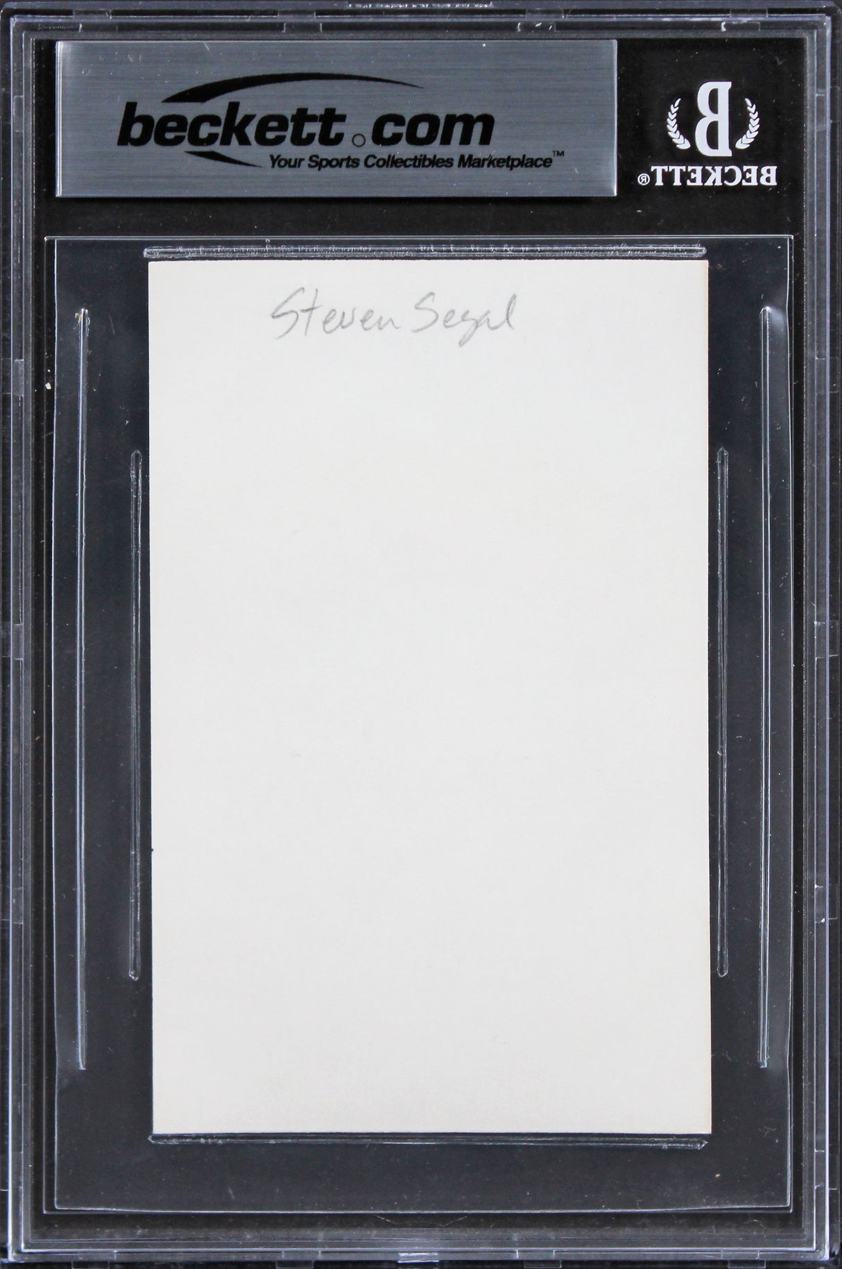 Steven Seagal Under Siege Authentic Signed 3x5 Index Card w/ Black Sig BAS Slab
