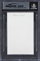 Steven Seagal Under Siege Authentic Signed 3x5 Index Card w/ Black Sig BAS Slab
