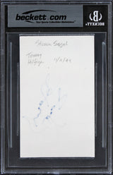 Steven Seagal Under Siege Authentic Signed 3x5 Index Card w/ Blue Sig BAS Slab