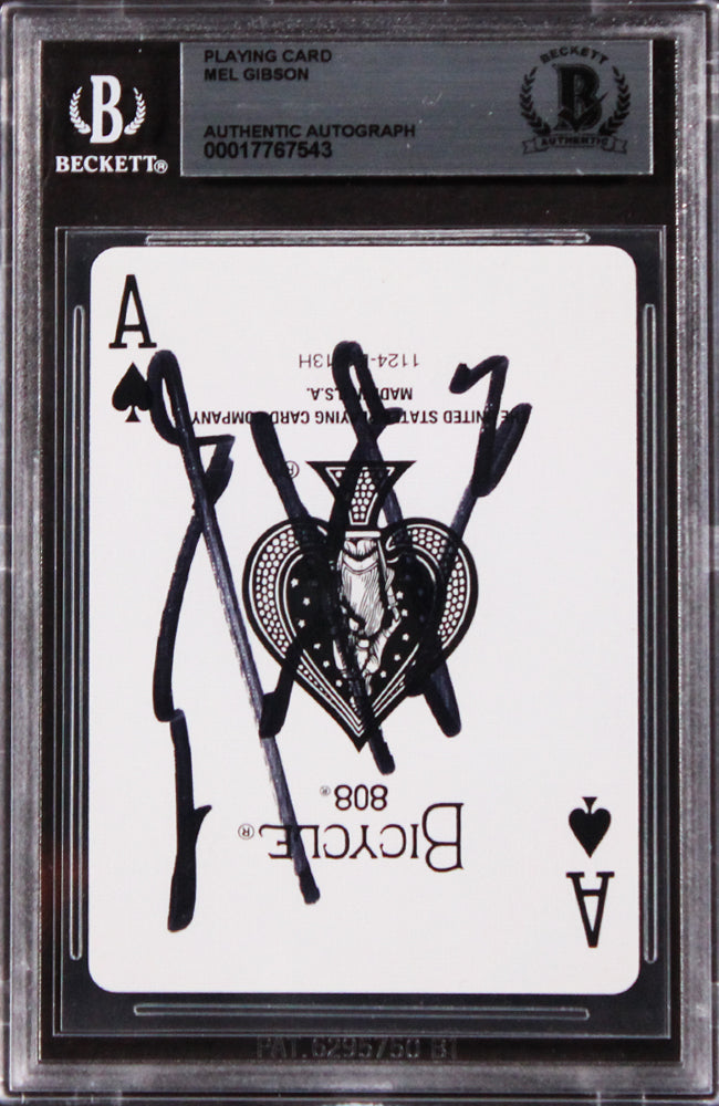 Mel Gibson Maverick Authentic Signed Ace Of Spades Card BAS Slabbed 1
