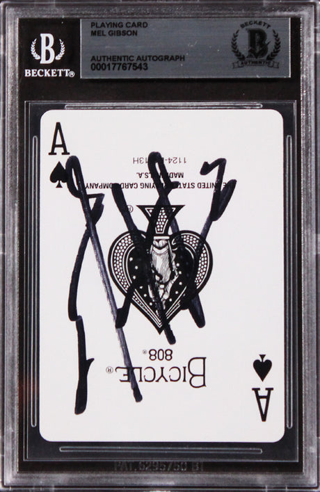 Mel Gibson Maverick Authentic Signed Ace Of Spades Card BAS Slabbed 1