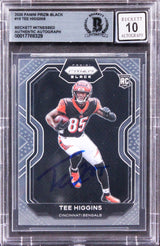 Tee Higgins Signed 2020 Panini Prizm Black #10 Rookie Card Auto 10! BAS Slabbed