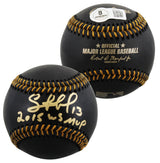 Royals Salvador Perez "2015 WS MVP" Signed Black Oml Baseball BAS #BN62980