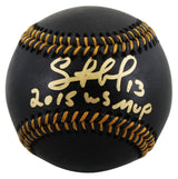 Royals Salvador Perez "2015 WS MVP" Signed Black Oml Baseball BAS #BN62980