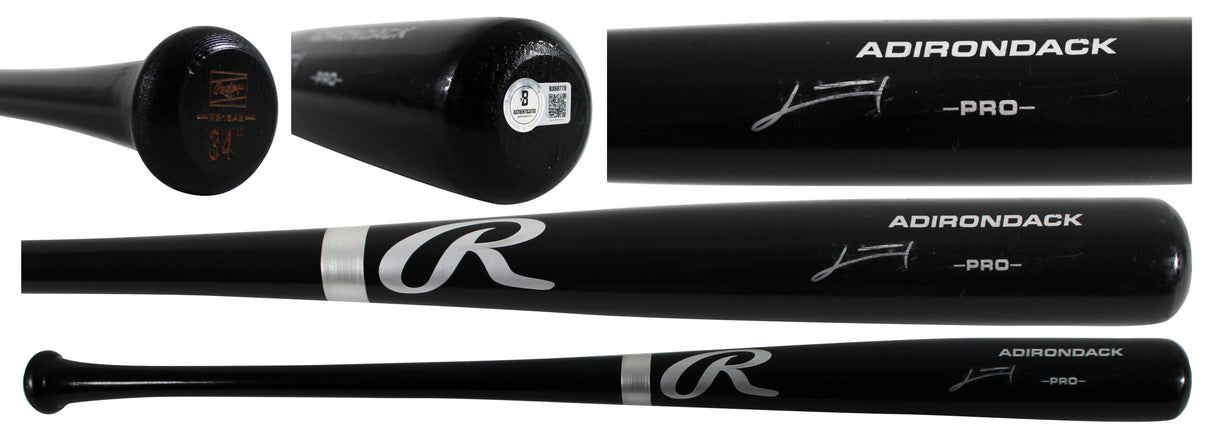 Rays Junior Caminero Signed Black Rawlings Adirondack Baseball Bat BAS #BX68770