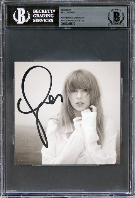 Taylor Swift Signed The Tortured Poets Department CD Insert Auto 10! BAS Slabbed