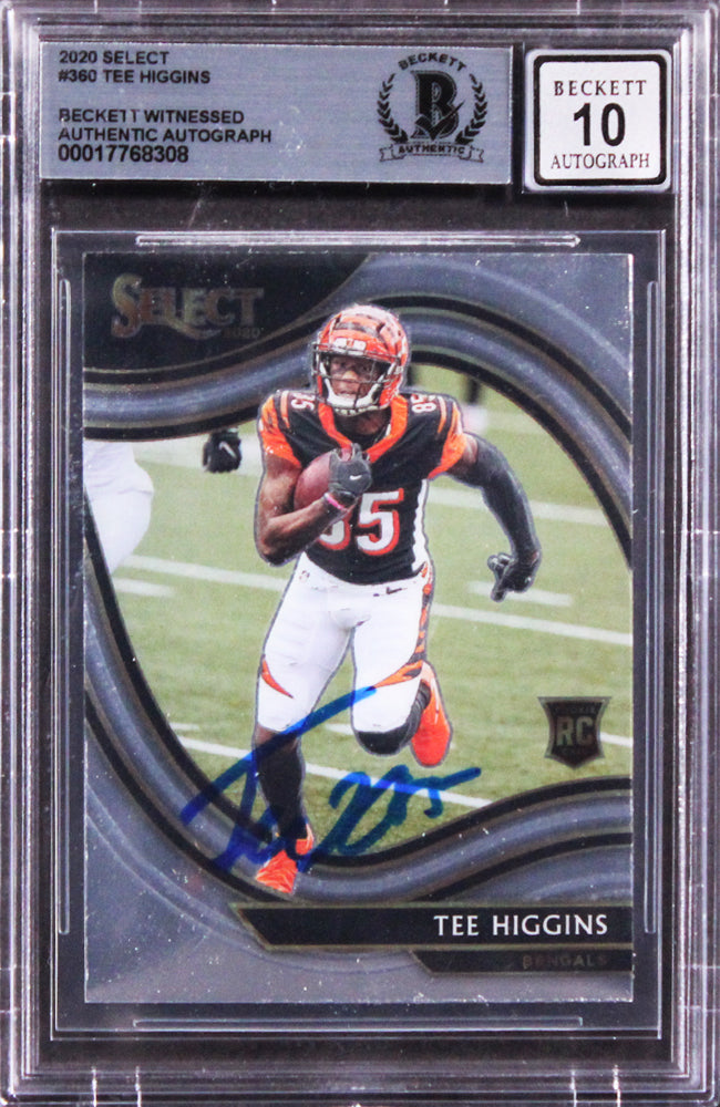 Bengals Tee Higgins Signed 2020 Select #360 Rookie Card Auto 10! BAS Slabbed