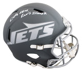 Jets Darrelle Revis "Revis Island" Signed Slate F/S Speed Rep Helmet BAS BW88737