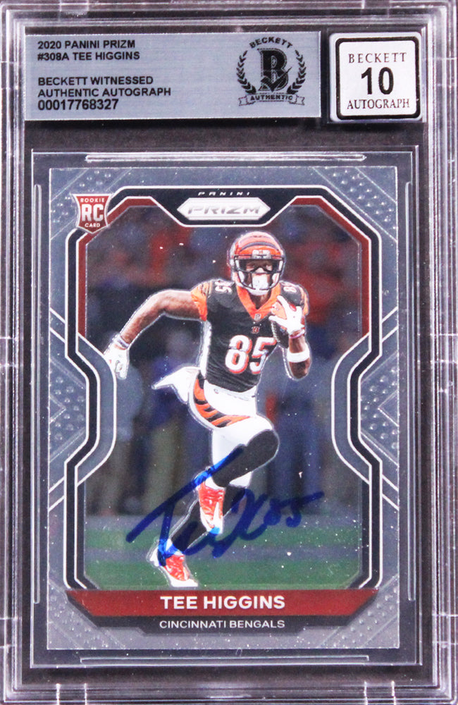 Bengals Tee Higgins Signed 2020 Panini Prizm #308A RC Card Auto 10! BAS Slabbed
