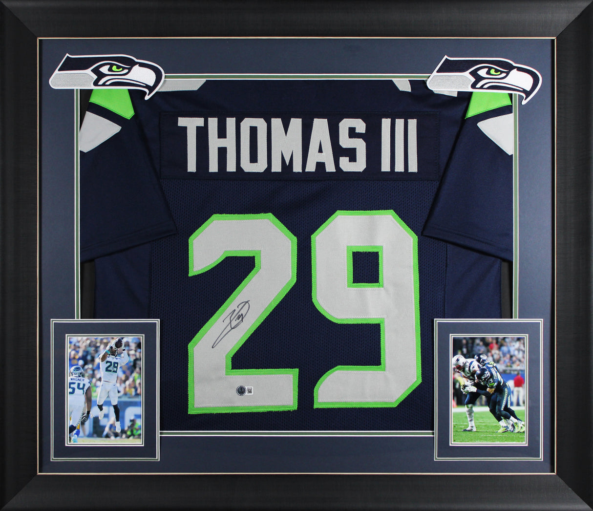 Earl Thomas Authentic Signed Navy Pro Style Framed Jersey BAS Witnessed