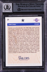 John Lynch Marlins 1st Pitch Signed 1992 UD Minors #21 RC Card Auto 10 BAS Slab