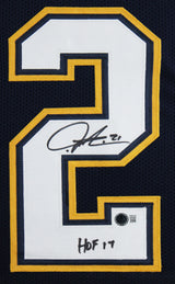 LaDanian Tomlinson "HOF 17" Signed Navy Blue Pro Style Framed Jersey BAS Witness