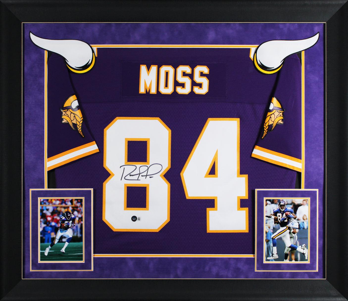 Vikings Randy Moss Authentic Signed Purple M&N Framed Jersey BAS Witnessed