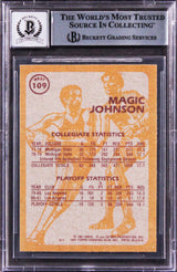 Lakers Magic Johnson Signed 1981 Topps #W109 SA Card Auto 10! BAS Slabbed 3