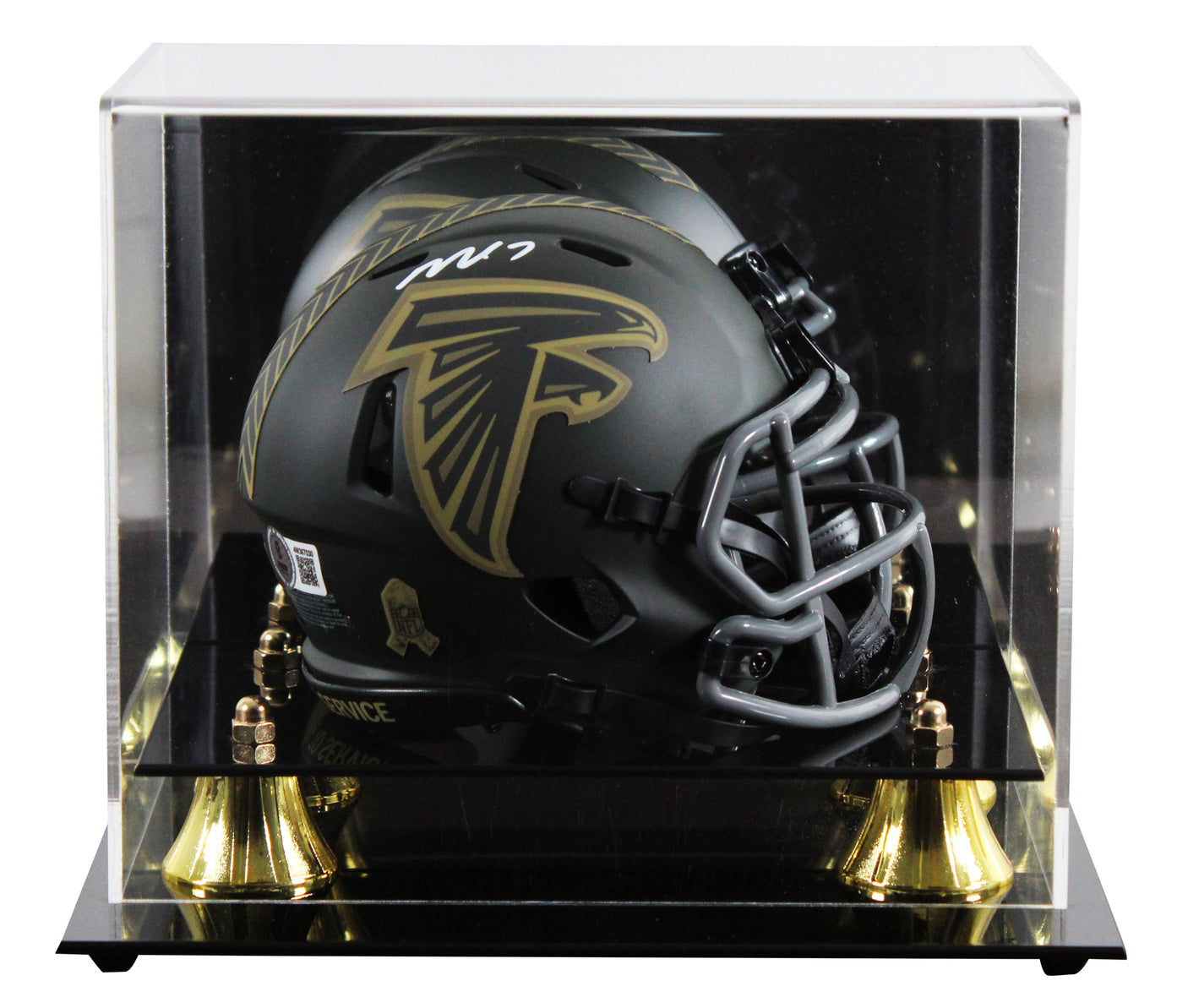 Falcons Michael Vick Signed Salute to Service IV Speed Mini Helmet W/ Case BAS W